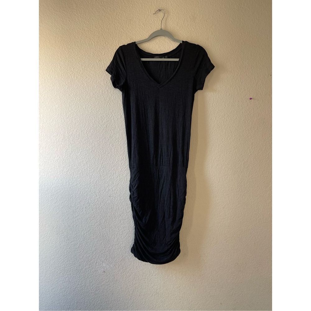 prAna Size XS‎ Women's Foundation Dress Black Ruched Cotton Everyday Essential